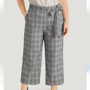 Gingham Pocket Wide Leg Crop Pull-on Pants